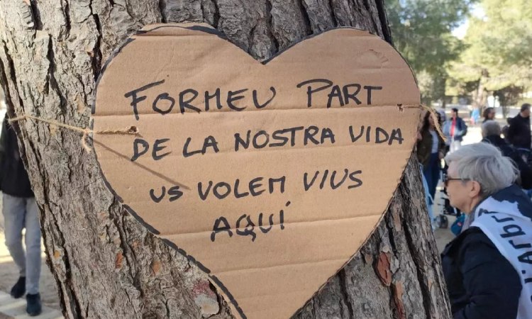 Uns 300 veïns es manifesten per demanar que no es toquin els arbres del Parc de Joan Miró