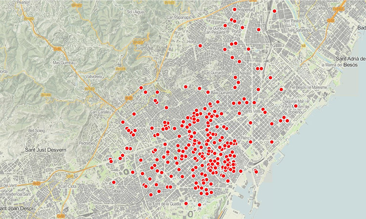 Mapa llibreries Barcelona