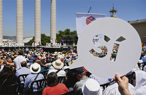 Una imatge de l’acte celebrat a Montjuïc el passat 11 de juny a favor del referèndum. Foto: ANC