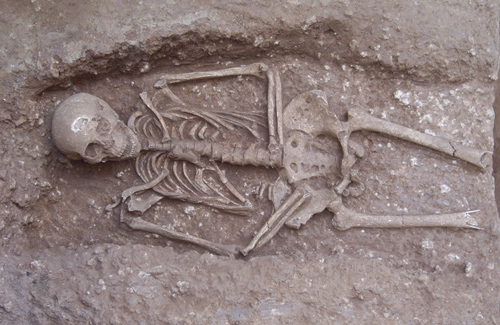 Un dels cossos trobats a la necròpolis. Foto: Servei d'Arqueologia