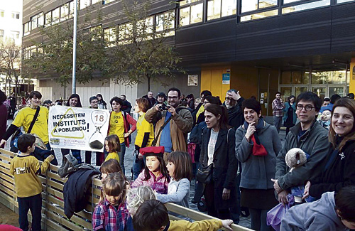 Una imatge de la jornada de protesta. Foto: Educació Pública pel Poblenou