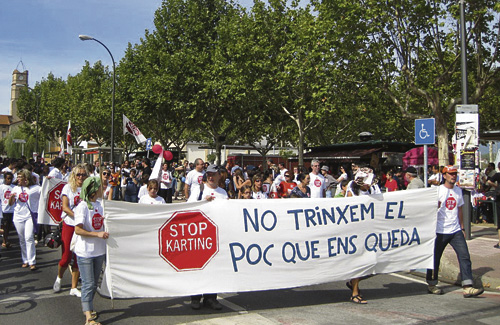 Una de les manifestacions de la Plataforma Stop Kàrting. Foto: Plataforma Stop Kàrting