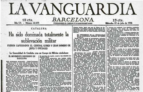 La premsa de l’època es feia ressò del fracàs inicial del cop d’estat del 1936 a Catalunya. Foto: La Vanguardia