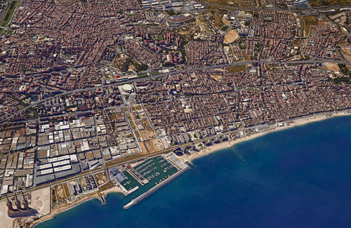 El Barcelonès Nord no és, ni de bon tros, homogeni. Foto: Google Earth