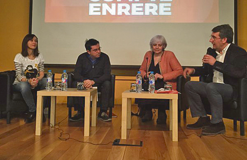 Parlon, Pisarello i Sabater al congrés d’Òmnium. Foto: Twitter