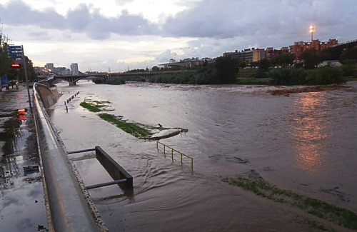 La inundació al parc fluvial. Foto: Twitter (@xarxadeparcs)