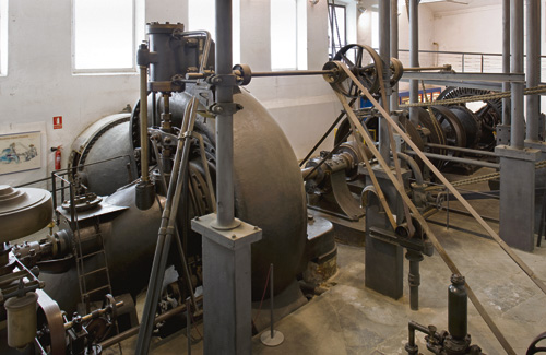 La turbina de la colònia, un dels elements més característics de la colònia tèxtil. Foto: Museu Colònia Sedó