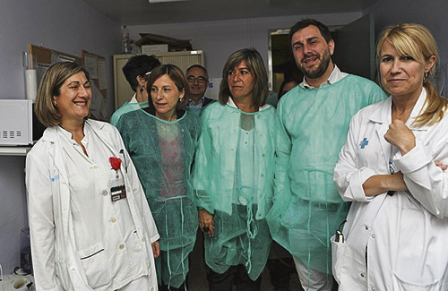 Forcadell i Comín amb l’alcaldessa Marín a l’Hospital. Foto: eHUB