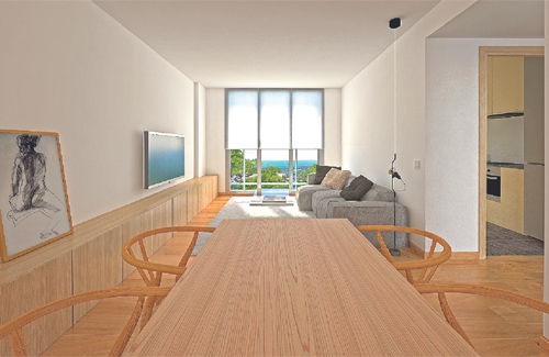Reconstrucció digital de l’aspecte de l’interior dels pisos. Foto: Impsol