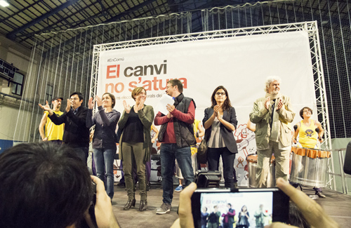 La candidatura d'En Comú Podem celebra la victòria. Foto: ECP