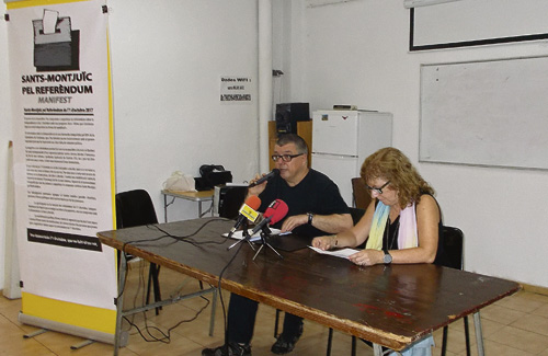 Jordi Falcó i Lluïsa Erill, durant la presentació de la plataforma. Foto: El3.cat