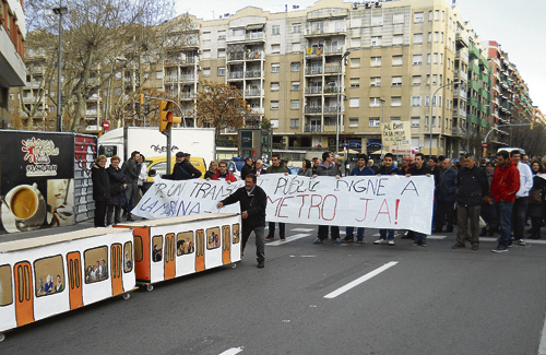 La manifestació va transcórrer per la Gran Via. Foto: El3.cat