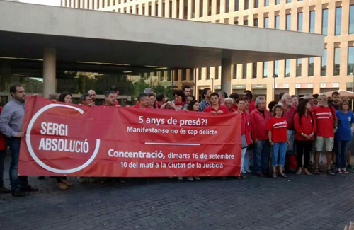 Els Castellers de Barcelona van donar suport a Sergi Rubia. Foto: Twitter (CdBCN)