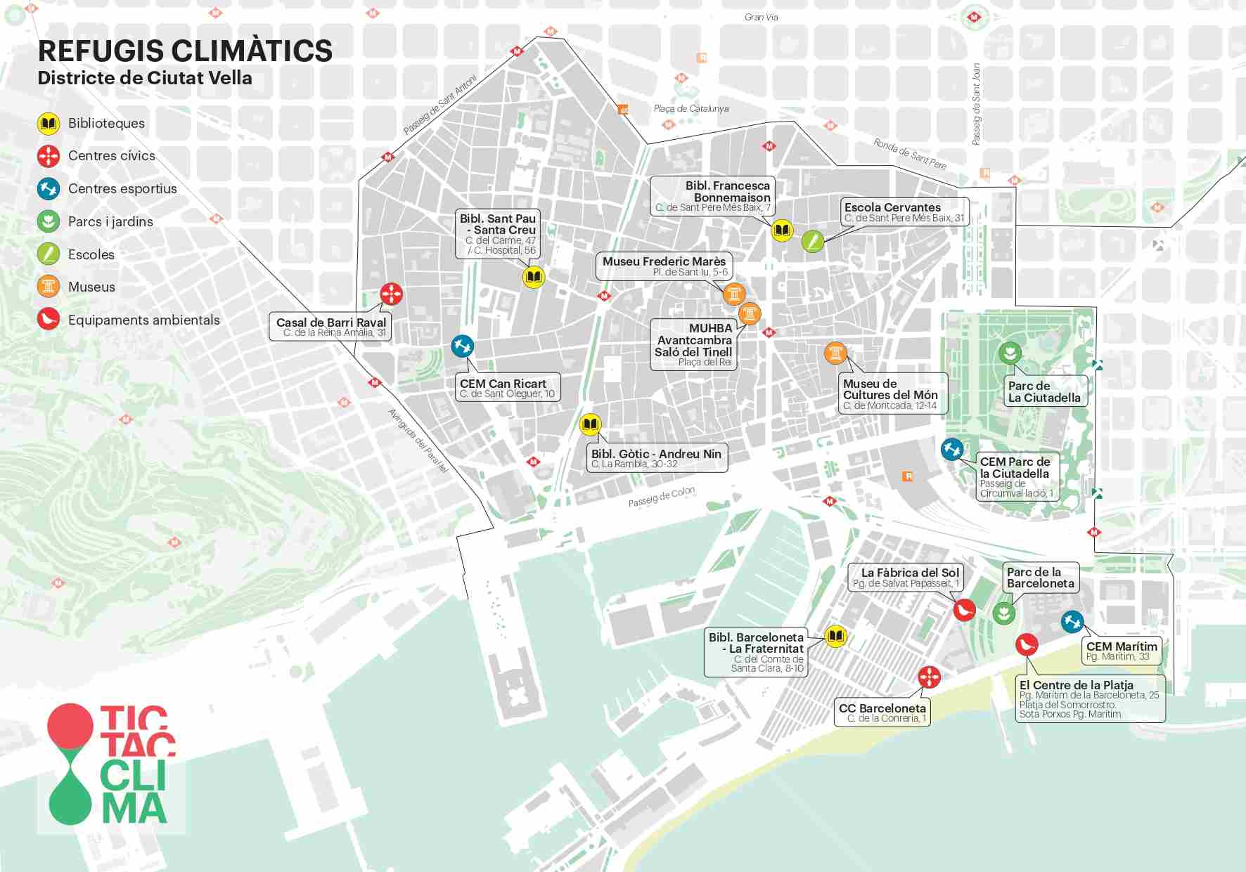 Mapa refugis climàtics Ciutat Vella