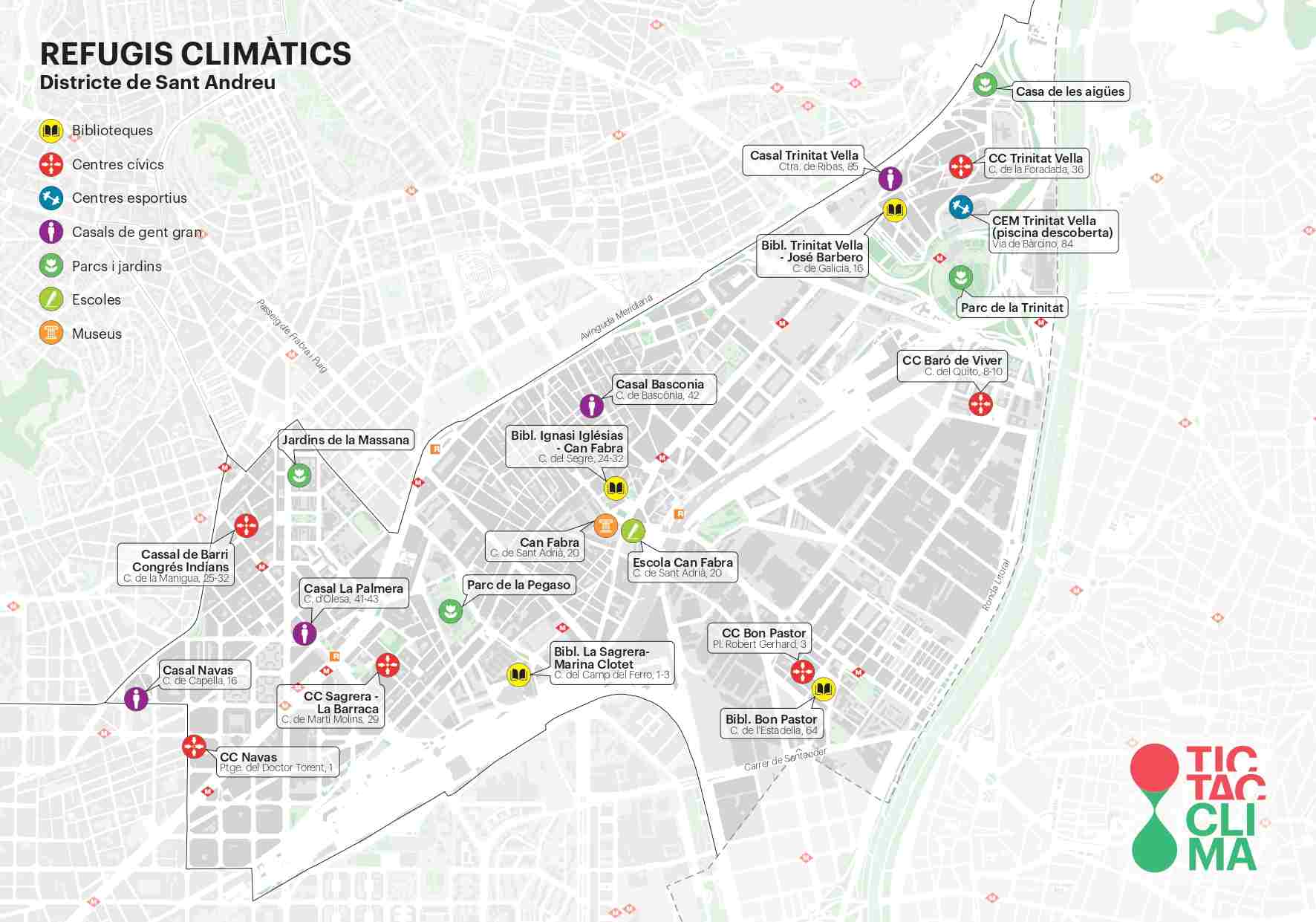 Mapa refugis climàtics Sant Andreu